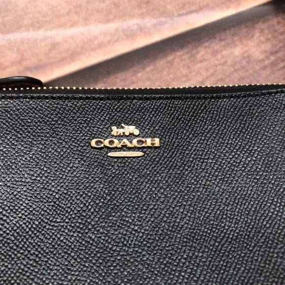SOLD ❌COACH Nolita 19 Zipper Pouch Mini Bag Black Leather Gold-tone Chain Strap - Picture 2 of 11